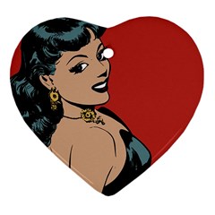 Comic Girl Heart Ornament (two Sides) by vintage2030