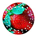 Red Strawberries Round Filigree Ornament (Two Sides) Front