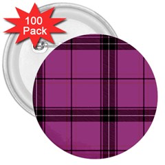 Violet Plaid 3  Buttons (100 Pack)  by snowwhitegirl