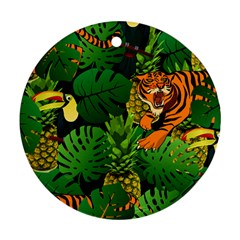 Tropical Pelican Tiger Jungle Black Ornament (round) by snowwhitegirl