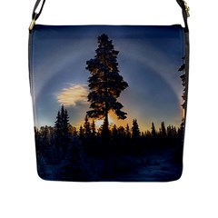Winter Sunset Pine Tree Flap Closure Messenger Bag (l) by Alisyart