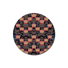 Heavy Metal Meets Power Of The Big Flower Rubber Coaster (round)  by pepitasart