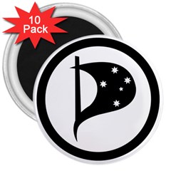 Logo Of Pirate Party Australia 3  Magnets (10 Pack)  by abbeyz71