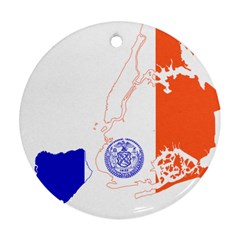 Flag Map Of New York City Round Ornament (two Sides) by abbeyz71