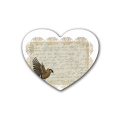 Tag Bird Rubber Coaster (heart)  by vintage2030