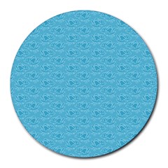 Retro Blue Pattern Round Mousepads by snowwhitegirl