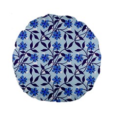 Blue Dot Floral Standard 15  Premium Round Cushions by snowwhitegirl