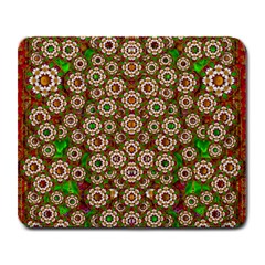 Flower Wreaths And Ornate Sweet Fauna Large Mousepads by pepitasart