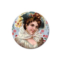 Victorian Lady Blue Floral Magnet 3  (round) by snowwhitegirl