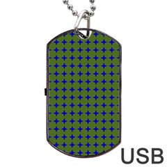 Mod Circles Green Blue Dog Tag Usb Flash (one Side) by BrightVibesDesign