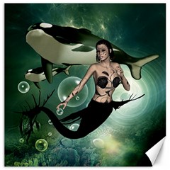 Wonderful Dark Mermaid With Awesome Orca Canvas 20  X 20  by FantasyWorld7