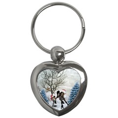 Christmas, Cute Bird With Horse Key Chains (heart)  by FantasyWorld7