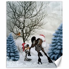 Christmas, Cute Bird With Horse Canvas 8  X 10  by FantasyWorld7