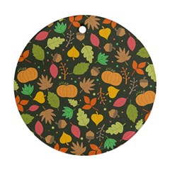 Thanksgiving Pattern Round Ornament (two Sides) by Valentinaart