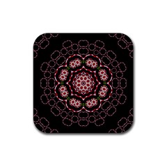 Fantasy Flowers Ornate And Polka Dots Landscape Rubber Coaster (square)  by pepitasart
