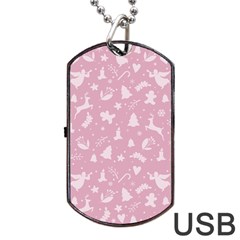 Christmas Pattern Dog Tag Usb Flash (two Sides) by Valentinaart