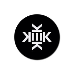 Official Logo Kekistan Circle Black And White On Black Background Rubber Coaster (round)  by snek