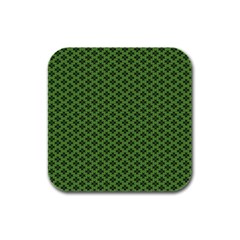 Logo Kek Pattern Black And Kekistan Green Background Rubber Square Coaster (4 Pack) by snek