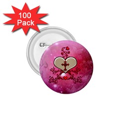 Wonderful Hearts With Floral Elements 1 75  Buttons (100 Pack)  by FantasyWorld7