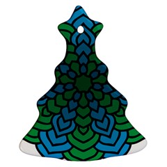 Green Blue Mandala Vector Christmas Tree Ornament (two Sides) by Alisyart