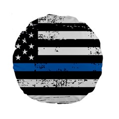 I Back The Blue The Thin Blue Line With Grunge Us Flag Standard 15  Premium Round Cushions by snek