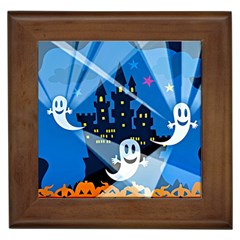 Halloween Ghosts Haunted House Framed Tiles by Wegoenart