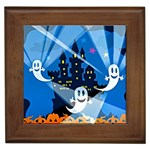 Halloween Ghosts Haunted House Framed Tiles Front