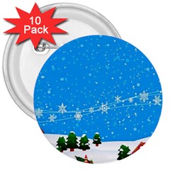 Elf On A Shelf In Sled Snowflakes 3  Buttons (10 Pack)  by Wegoenart