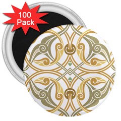 Arabesque Ornament Islamic Art Stencil Drawing 3  Magnets (100 Pack) by Wegoenart