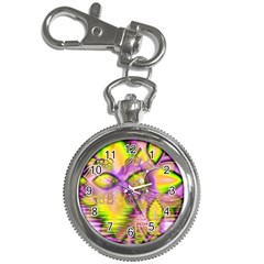 Golden Violet Crystal Heart Of Fire, Abstract Key Chain Watch by DianeClancy