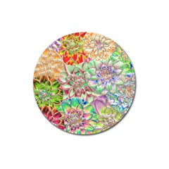 Dahlia Flower Colorful Art Collage Magnet 3  (round) by Wegoenart