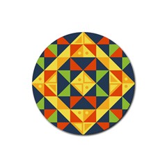 Background Geometric Color Rubber Round Coaster (4 Pack)  by Wegoenart