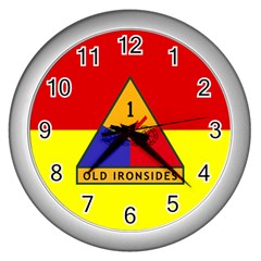 Flag Of U S  Army 1st Armored Division Wall Clock (silver) by abbeyz71
