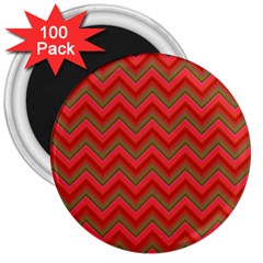 Background Retro Red Zigzag 3  Magnets (100 Pack) by Pakrebo