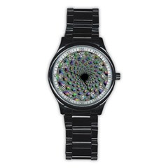 Fractal Rainbow Art Artwork Design Stainless Steel Round Watch by Pakrebo