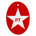 Flag of Brazil Workers Party Oval Ornament (Two Sides) Back