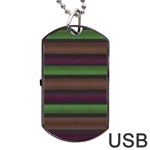 Stripes Green Brown Pink Grey Dog Tag USB Flash (One Side) Front
