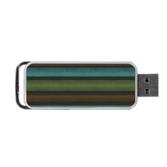 Stripes Teal Yellow Brown Grey Portable Usb Flash (two Sides) by BrightVibesDesign