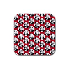 Trump Retro Face Pattern Maga Red Us Patriot Rubber Square Coaster (4 Pack)  by snek