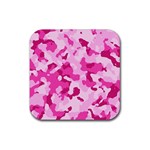 Standard Pink Camouflage Army Military Girl Rubber Coaster (Square)  Front