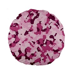 Standard Violet Pink Camouflage Army Military Girl Standard 15  Premium Round Cushions by snek
