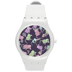 Animals Mouse Round Plastic Sport Watch (m) by Mariart