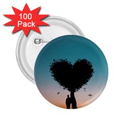 Tree Heart At Sunset 2 25  Buttons (100 Pack)  by WensdaiAmbrose