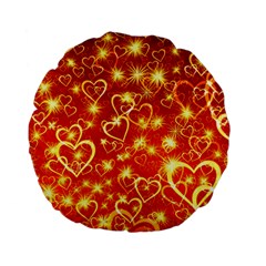 Pattern Valentine Heart Love Standard 15  Premium Flano Round Cushions by Mariart