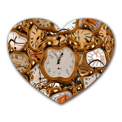 Time Clock Watches Heart Mousepads by Mariart