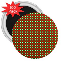 Lumberjack Plaid Buffalo Plaid Green Red 3  Magnets (100 Pack) by Mariart