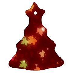 Leaf Leaves Bokeh Background Ornament (christmas Tree)  by Mariart
