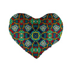 Farbenpracht Kaleidoscope Art Standard 16  Premium Heart Shape Cushions by Pakrebo