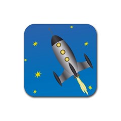 Rocket Spaceship Space Travel Nasa Rubber Coaster (square)  by Wegoenart