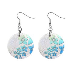Flowers Background Leaf Leaves Blue Mini Button Earrings by Mariart